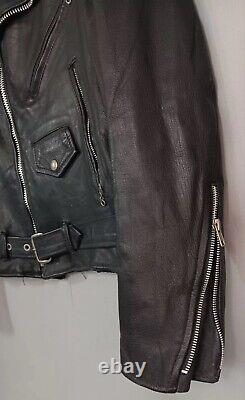 Leather Motorcycle Jacket Vintage EXCELLED USA Black Belted Size 40