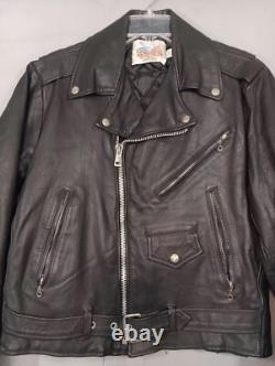 Leather Motorcycle Jacket Vintage EXCELLED USA Black Belted Size 40