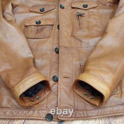 Leather Trucker Jacket Pockets 4 Avirex Schott Vanson RBC AERO Vintage JK130