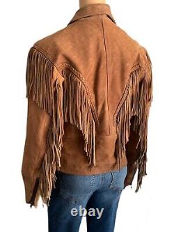 Leather Wear Motorcycle Jacket 90s Vintage Fringe Leather Jacket Women's 12