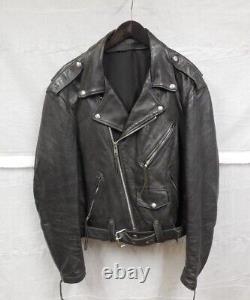 Leather motorcycle jacket vintage Leathercraft Process mens black size 42