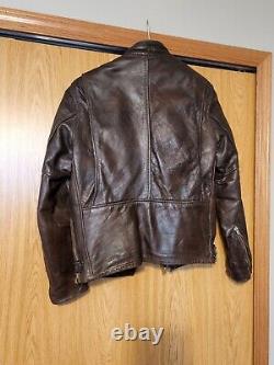 Lesco Leather Vintage Brown Motorcycle Jacket, Size US 38 with vest