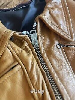 Lesco Leathers Tan Vintage 70s Cafe Racer Style Biker Jacket 42/large- No Liner