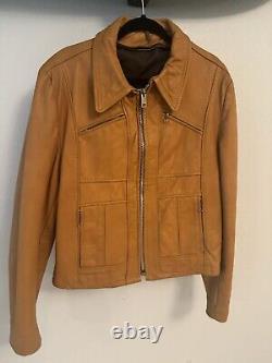 Lesco Leathers Tan Vintage 70s Cafe Racer Style Biker Jacket 42/large- No Liner