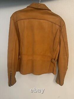Lesco Leathers Tan Vintage 70s Cafe Racer Style Biker Jacket 42/large- No Liner