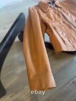Lesco Leathers Tan Vintage 70s Cafe Racer Style Biker Jacket 42/large- No Liner