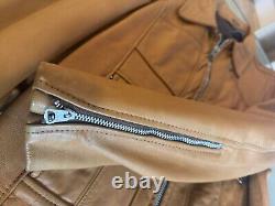 Lesco Leathers Tan Vintage 70s Cafe Racer Style Biker Jacket 42/large- No Liner