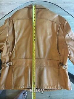 Lesco Leathers Tan Vintage 70s Cafe Racer Style Biker Jacket 42/large- No Liner