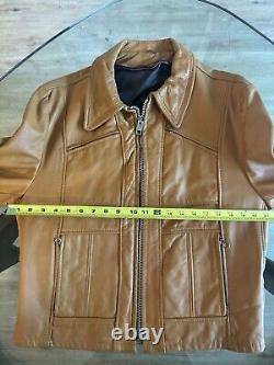 Lesco Leathers Tan Vintage 70s Cafe Racer Style Biker Jacket 42/large- No Liner