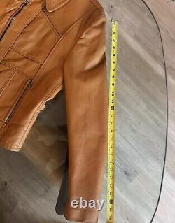 Lesco Leathers Tan Vintage 70s Cafe Racer Style Biker Jacket 42/large- No Liner