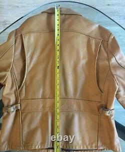 Lesco Leathers Tan Vintage 70s Cafe Racer Style Biker Jacket 42/large- No Liner