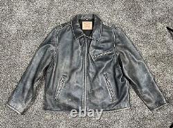 Levi's Distressed Genuine Leather Motorcycle Jacket Men's 2XL Black Gray Zip Up