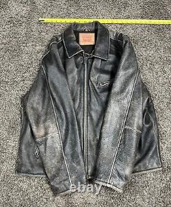 Levi's Distressed Genuine Leather Motorcycle Jacket Men's 2XL Black Gray Zip Up