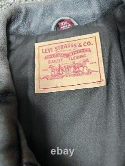 Levi's Distressed Genuine Leather Motorcycle Jacket Men's 2XL Black Gray Zip Up