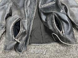 Levi's Distressed Genuine Leather Motorcycle Jacket Men's 2XL Black Gray Zip Up
