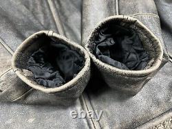 Levi's Distressed Genuine Leather Motorcycle Jacket Men's 2XL Black Gray Zip Up