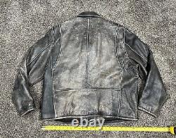 Levi's Distressed Genuine Leather Motorcycle Jacket Men's 2XL Black Gray Zip Up