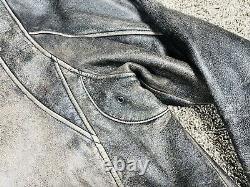 Levi's Distressed Genuine Leather Motorcycle Jacket Men's 2XL Black Gray Zip Up