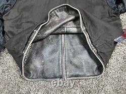 Levi's Distressed Genuine Leather Motorcycle Jacket Men's 2XL Black Gray Zip Up