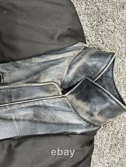 Levi's Distressed Genuine Leather Motorcycle Jacket Men's 2XL Black Gray Zip Up