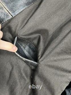 Levi's Distressed Genuine Leather Motorcycle Jacket Men's 2XL Black Gray Zip Up