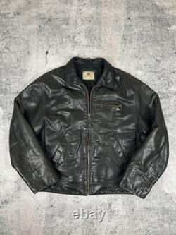 Levi's Highwayman Vintage 90s Black Tab Heavy Leather Trucker Genuine Jacket