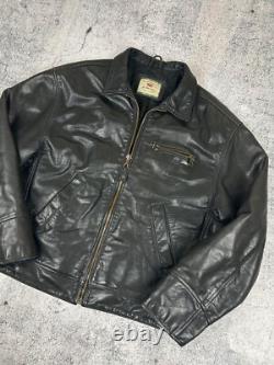 Levi's Highwayman Vintage 90s Black Tab Heavy Leather Trucker Genuine Jacket