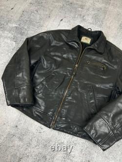 Levi's Highwayman Vintage 90s Black Tab Heavy Leather Trucker Genuine Jacket