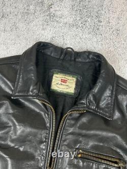 Levi's Highwayman Vintage 90s Black Tab Heavy Leather Trucker Genuine Jacket