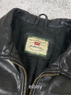 Levi's Highwayman Vintage 90s Black Tab Heavy Leather Trucker Genuine Jacket