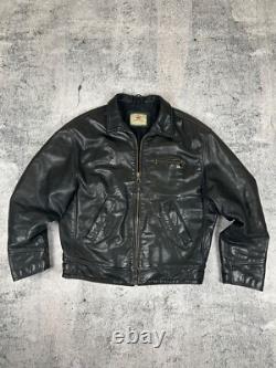 Levi's Highwayman Vintage 90s Black Tab Heavy Leather Trucker Genuine Jacket