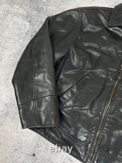 Levi's Highwayman Vintage 90s Black Tab Heavy Leather Trucker Genuine Jacket