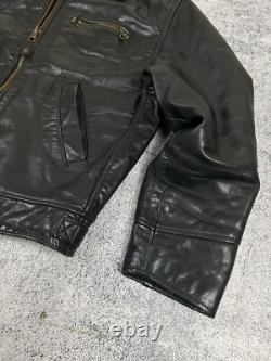 Levi's Highwayman Vintage 90s Black Tab Heavy Leather Trucker Genuine Jacket