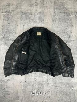 Levi's Highwayman Vintage 90s Black Tab Heavy Leather Trucker Genuine Jacket