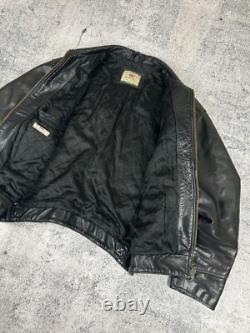 Levi's Highwayman Vintage 90s Black Tab Heavy Leather Trucker Genuine Jacket