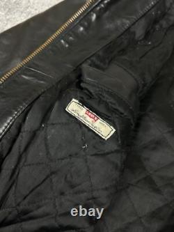 Levi's Highwayman Vintage 90s Black Tab Heavy Leather Trucker Genuine Jacket
