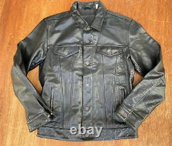 Levi's Type 3 Leather Trucker Jacket Size M Black