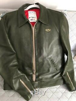 Lewis Leathers Moto Jacket Men Size 42 Very Dark Green