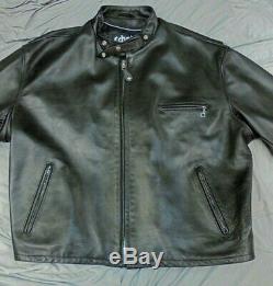 Lightly used SCHOTT NYC Cafe Racer Leather Motorcycle Jacket Sherpa lining