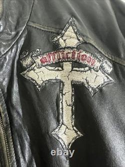 Limited Edition Authentic Affliction Embroidered Skull Leather Jacket #193/2700
