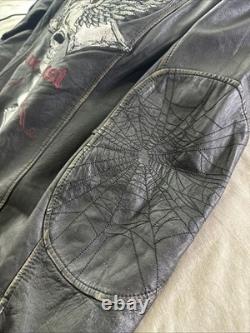 Limited Edition Authentic Affliction Embroidered Skull Leather Jacket #193/2700