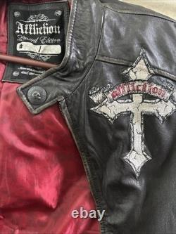 Limited Edition Authentic Affliction Embroidered Skull Leather Jacket #193/2700