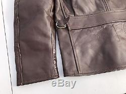 Lost Worlds Vintage Style Brown Heavy Leather Motorcycle Airplane Jacket M EUC