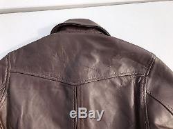 Lost Worlds Vintage Style Brown Heavy Leather Motorcycle Airplane Jacket M EUC