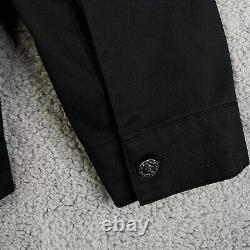 Lucky 13 Jacket Mens L Black Full Zip Garage Shop Biker Embroidered Skull Patch
