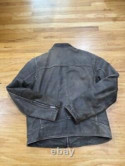 Lucky Brand Black Label Men's Leather Bonneville Jacket Distressed Brown Medium