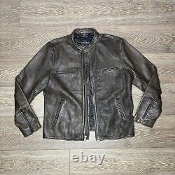 Lucky Brand Black Label Mens Large Leather Bonneville Motorcycle Jacket