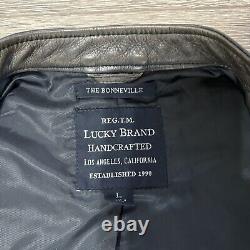 Lucky Brand Black Label Mens Large Leather Bonneville Motorcycle Jacket