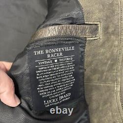 Lucky Brand Black Label Mens Large Leather Bonneville Motorcycle Jacket