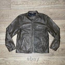 Lucky Brand Black Label Mens Large Leather Bonneville Motorcycle Jacket